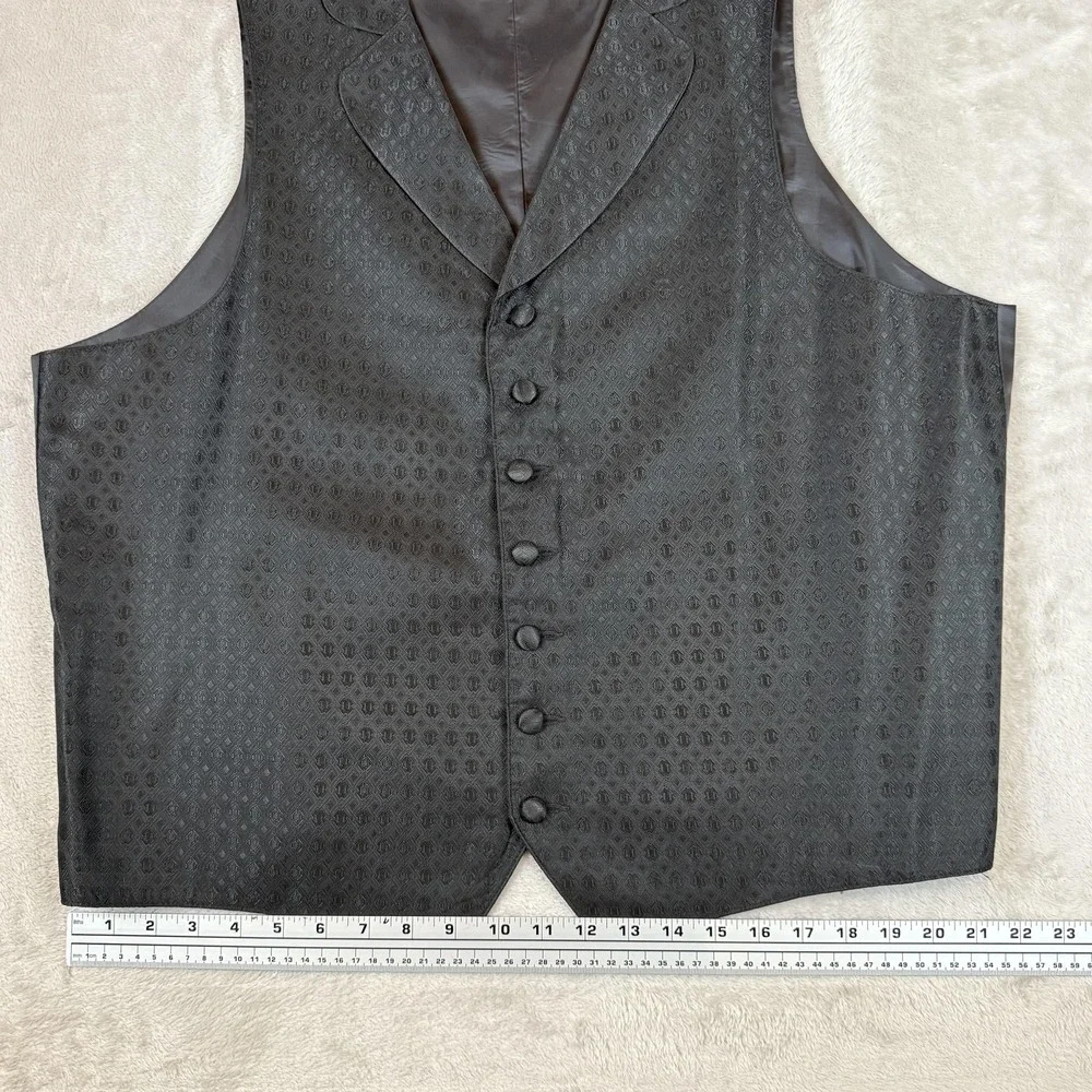 Vtg Chaps Ralph Lauren Vest Mens XL Black Tuxedo Formal Geometric Made USA 90s